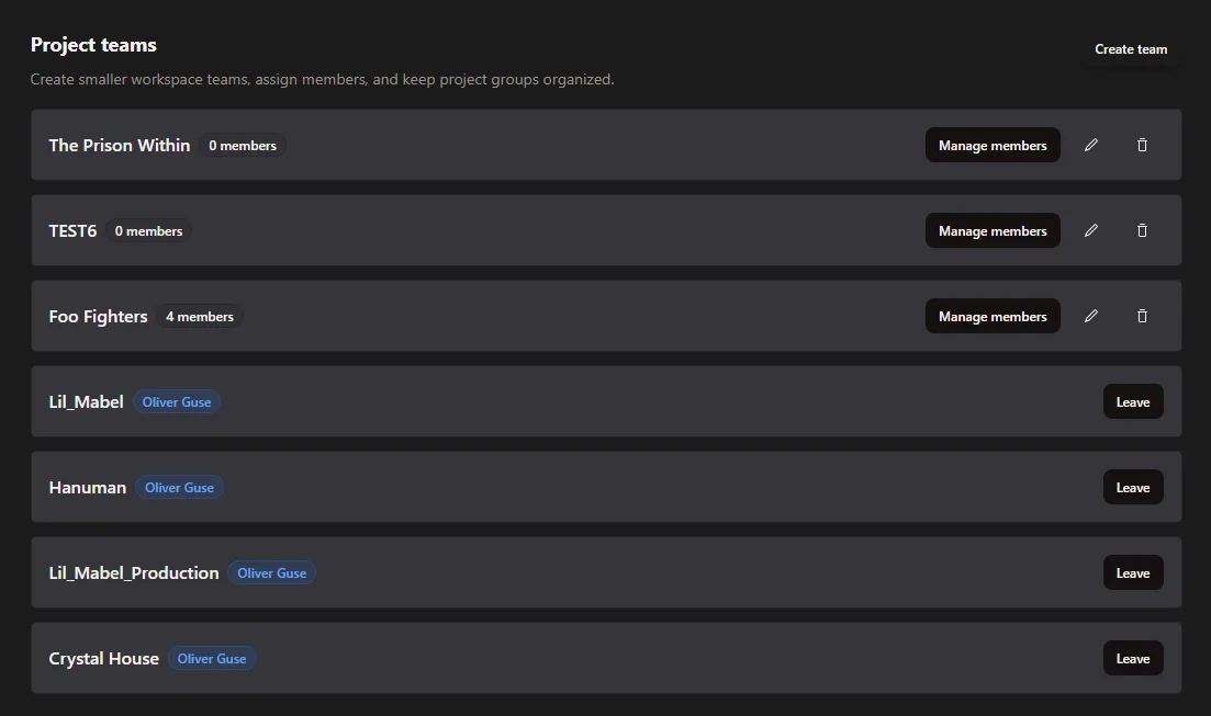 Shared project workspace