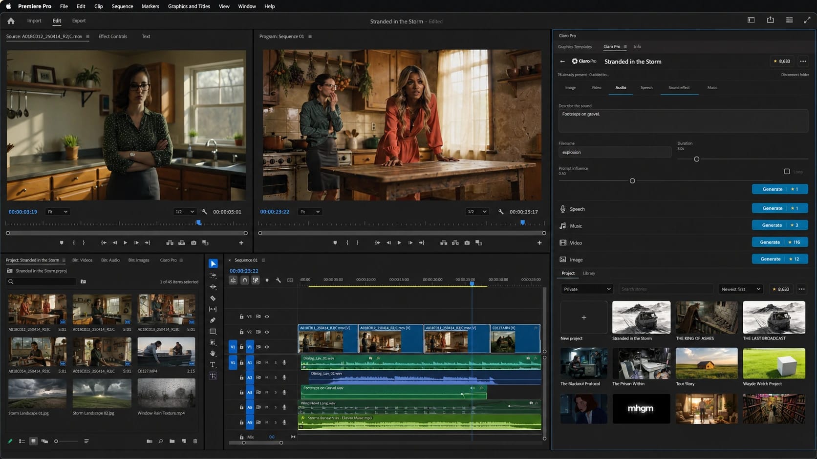 Ciaro Pro production workspace inside Adobe Premiere Pro