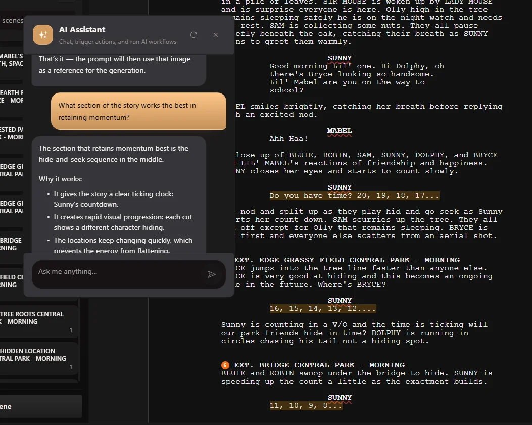 AI writing assistant chat