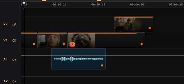 Non-linear editor view in AI video production software