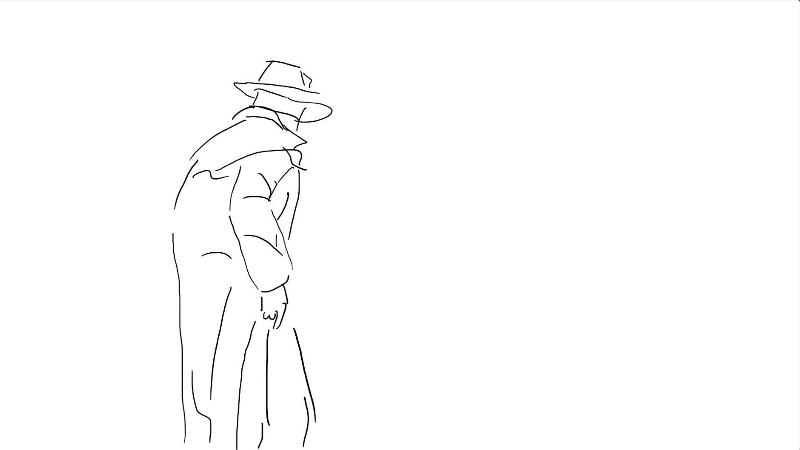 Line art sketch of a cowboy profile