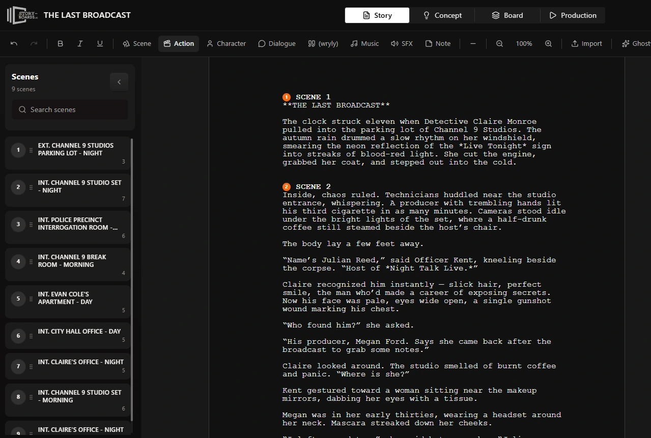 Screenwriting workflow sa Ciaro Pro